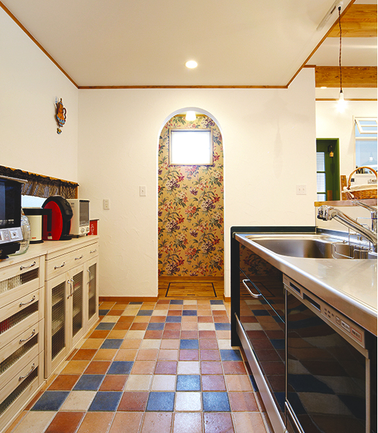 ナカミチホームのタイル床の施工事例