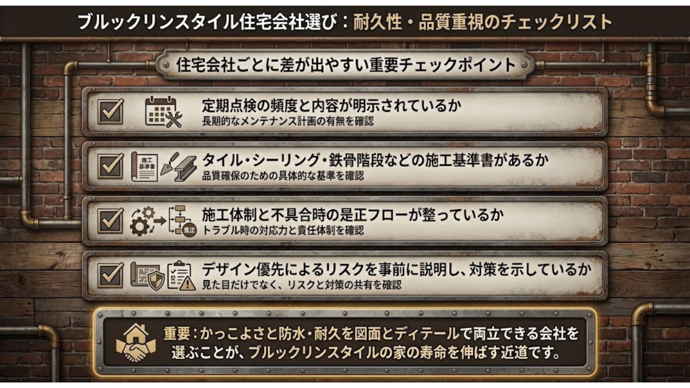住宅会社ごとに差が出やすいチェックポイント